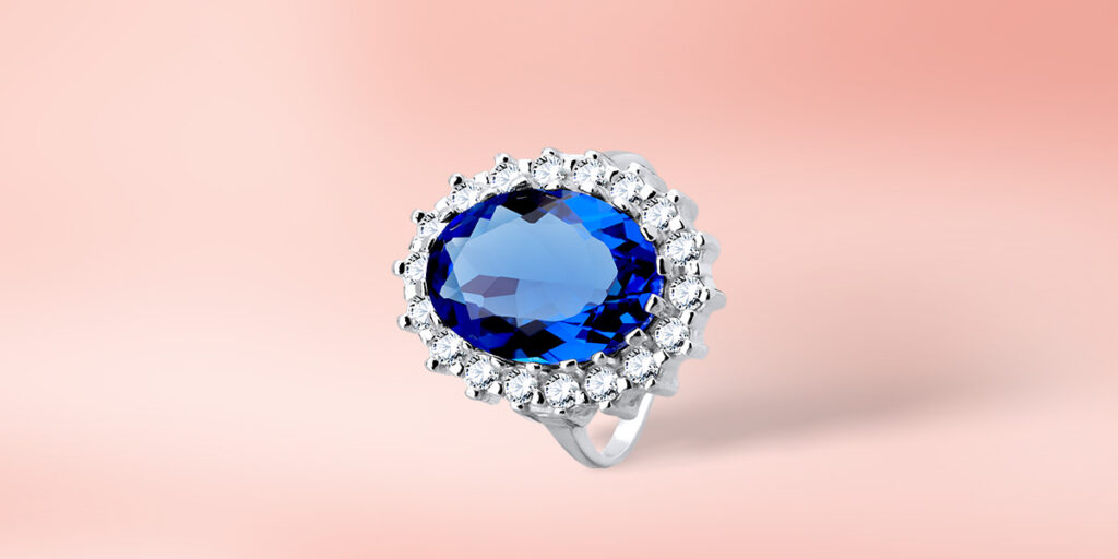 anel de pedra natural azul